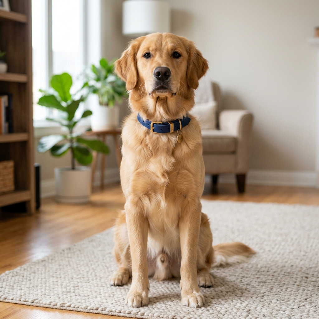 Proud dog wearing collar