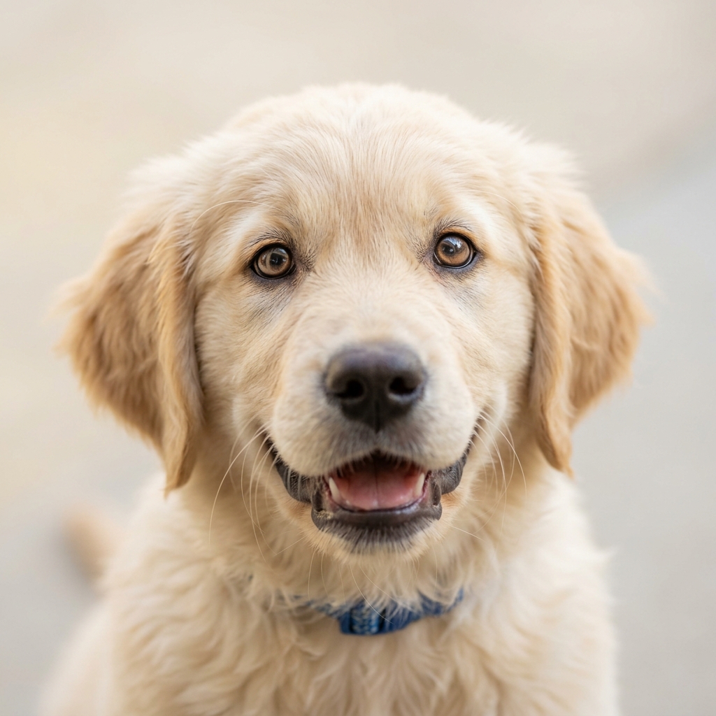 Cute puppy looking up